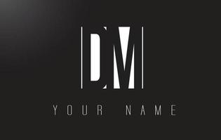logotipo da letra dm com design de espaço negativo preto e branco. vetor