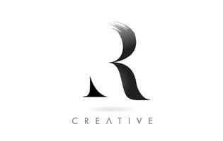 vetor artístico do ícone do logotipo do projeto da letra da pincelada r. identidade de letra de pincel minimalista elegante