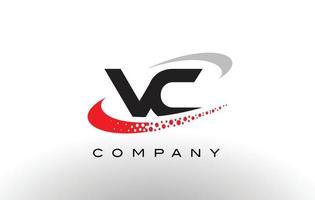 vc design de logotipo de carta moderno com swoosh pontilhado vermelho vetor