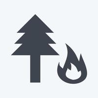 ícone de incêndio florestal em estilo glifo moderno isolado em fundo azul suave vetor