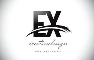 design de logotipo ex ex carta com swoosh e pincelada preta. vetor