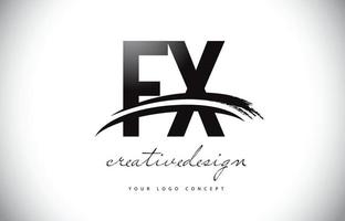 fx fx letter design de logotipo com swoosh e pincelada preta. vetor