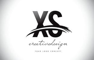 design de logotipo de letra xs xs com swoosh e pincelada preta. vetor