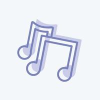 ícone de notas musicais no estilo moderno de dois tons isolado em fundo azul suave vetor
