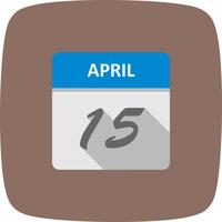 15 de abril Data em um calendário de dia único vetor