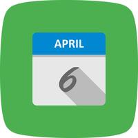 Data de 6 de abril em um calendário de dia único