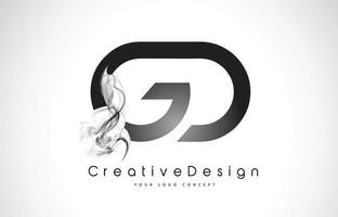 design de logotipo de carta gd com fumaça preta. vetor
