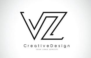 design de logotipo de letra vz vz nas cores pretas. vetor