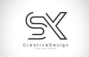 sx design de logotipo de carta sx nas cores pretas. vetor