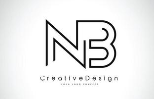 nb nb design de logotipo de carta em cores pretas. vetor