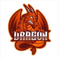 dragão vermelho com raiva, ilustração vetorial de logotipo de esports mascote