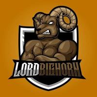 ilustração de mascote de logotipo de esporte de carneiro forte bighorn forte