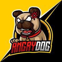 cão bravo, ilustração vetorial de logotipo de esports mascote para jogos e streamer vetor