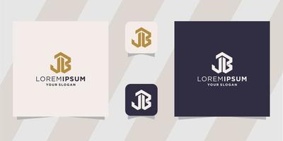 modelo de logotipo de carta jb vetor