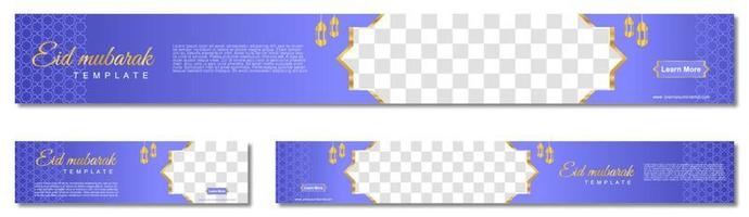 conjunto de banners da web do ramadã de tamanho padrão com local para fotos. design de modelo do ramadã. ilustração vetorial vetor