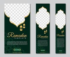 conjunto de banners da web do ramadã de tamanho padrão com local para fotos. design de modelo do ramadã. ilustração vetorial vetor