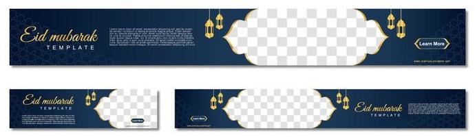 conjunto de banners da web do ramadã de tamanho padrão com local para fotos. design de modelo do ramadã. ilustração vetorial vetor