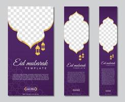 conjunto de banners da web do ramadã de tamanho padrão com local para fotos. design de modelo do ramadã. ilustração vetorial vetor