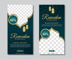 elegante venda do ramadã para o modelo de histórias de mídia social. ilustração vetorial vetor