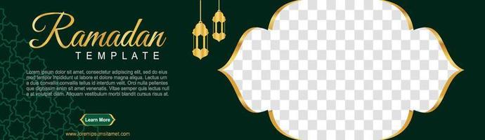 conjunto de banners da web do ramadã de tamanho padrão com local para fotos. design de modelo do ramadã. ilustração vetorial vetor