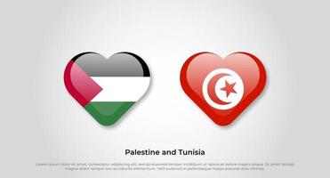 amo o símbolo da Palestina e da Tunísia. ícone de bandeira do coração. ilustração vetorial vetor