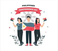 ilustração do dia da independência das filipinas. 2 pessoas celebrando com paixão vetor