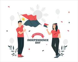 ilustração do dia da independência das filipinas. 2 pessoas celebrando com paixão vetor