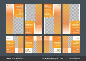 modelo de postagem e histórias de mídia social de moda vetor