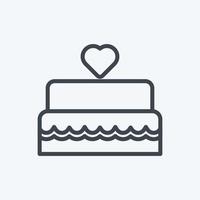 bolo de casamento i ícone bom para impressão em estilo de linha moderno isolado em fundo azul suave vetor