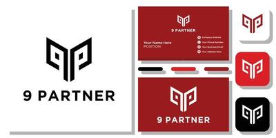 forma inicial do número de combinação de 9 símbolos do parceiro com modelo de cartão de visita vetor