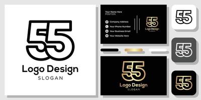 design de logotipo número 55 ouro preto com modelo de cartão de visita vetor