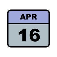 Data de 16 de abril em um calendário de dia único vetor