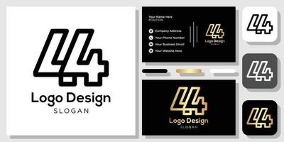 design de logotipo número 44 ouro preto com modelo de cartão de visita vetor