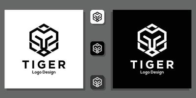 forma de hexágono de símbolo de tigre geométrica com modelo de aplicativo vetor