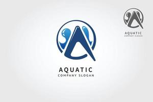 modelo de logotipo de vetor aquático é projetado para qualquer tipo de empresa. é feito por formas simples, embora pareça muito profissional. básico disso é o logotipo é a letra de a ou é uma inicial.