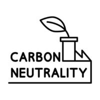 ícone de neutralidade de carbono. fábrica ecológica com folha. pegada de carbono líquida zero. sem poluição atmosférica vetor