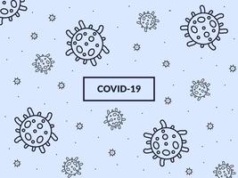 padrão de fundo de vírus ou bactérias com fundo azul e com ícones de propagação vetor