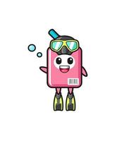o personagem de desenho animado de mergulhador de caixa de leite vetor
