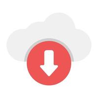 nuvem com seta de direção para baixo, design plano de ícone de download de nuvem vetor