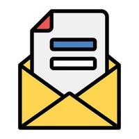 carta dentro do envelope, estilo simples de ícone de correio vetor