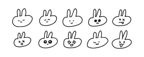 várias expressões de benny em ilustrações simples de doodle vetor