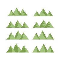 conjunto de montanhas verdes, vetor de desenho animado