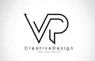 vp vp design de logotipo de carta em cores pretas. vetor