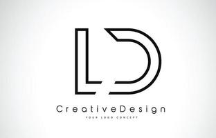 ld ld design de logotipo de carta em cores pretas. vetor