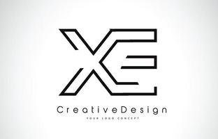 xe xe design de logotipo de letra nas cores pretas. vetor