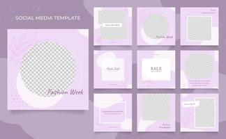 promoção de venda de moda de blog de modelo de mídia social. cartaz de venda orgânica de quadro quadrado totalmente editável. fundo de vetor de banner de anúncio branco violeta roxo