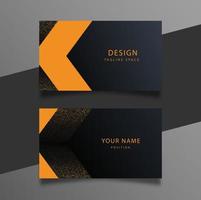 modelo de cartão de visita preto, laranja e dourado mínimo elegante. vetor