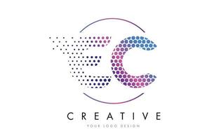 vetor de design de logotipo de carta de bolha pontilhada magenta rosa ec ec