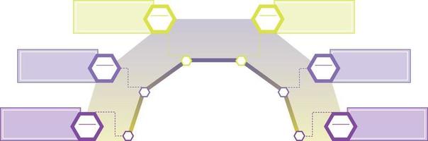 infográficos para escrever ideias, atingir metas, resolver problemas. para escritório, escola, negócios. esquema roxo-amarelo. favo de mel. linhas e blocos. ilustração vetorial plana vetor