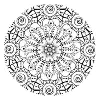 padrão circular em forma de mandala para henna, mehndi, tatuagem, decoração. ornamento decorativo em estilo oriental étnico. página do livro para colorir. vetor